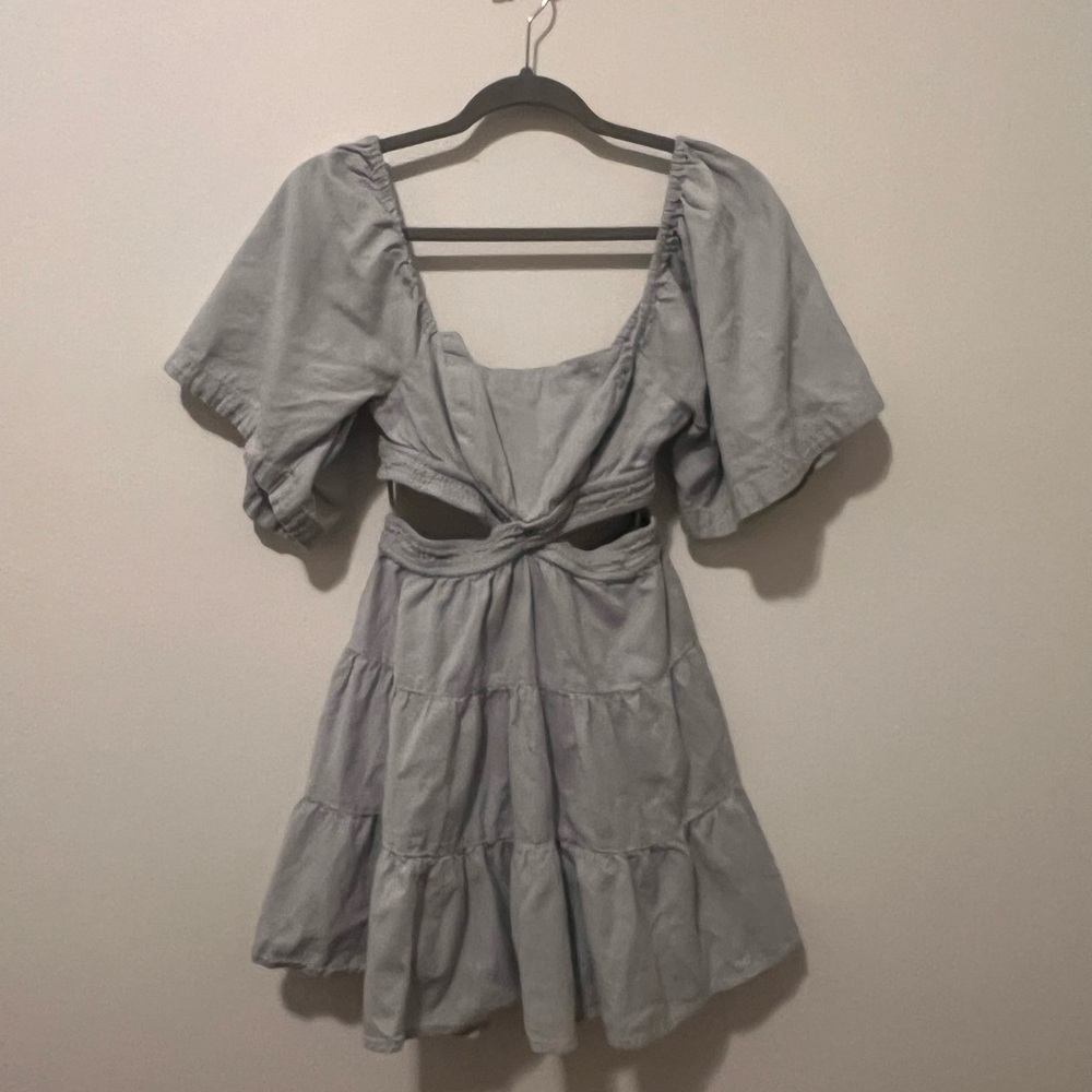 FREE PEOPLE Cross of Sunlight Grey Mini Dress Size Small